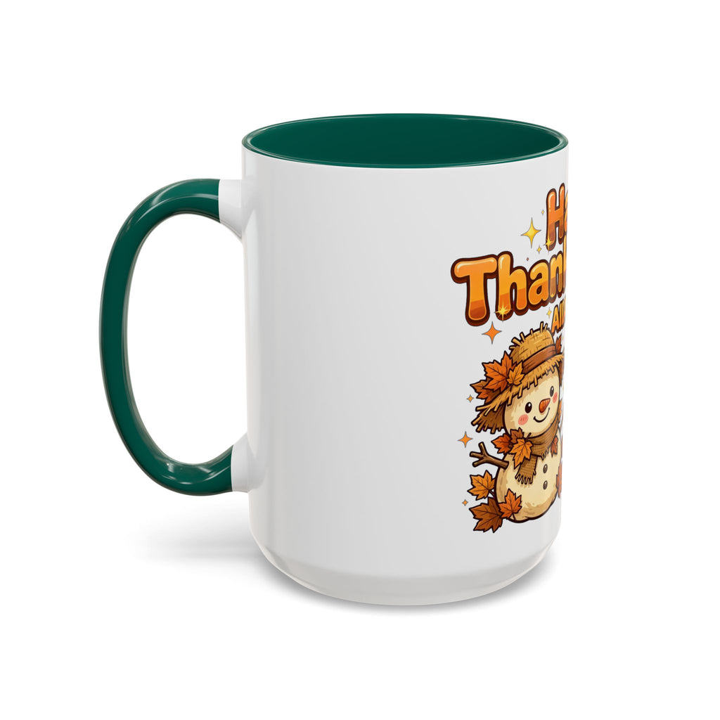 Happy Thanksgiving Pumpkin & Scarecrow Mug – Festive Fall Coffee Cup (11oz, 15oz)
