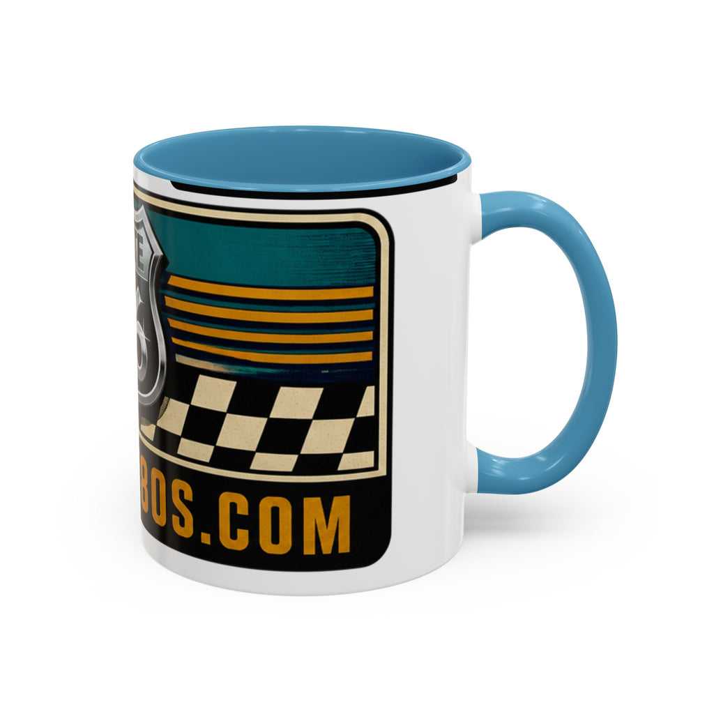 Route 66 Retro Checkerboard Coffee Mug — Vintage Road Trip 11/15oz Accent Mug