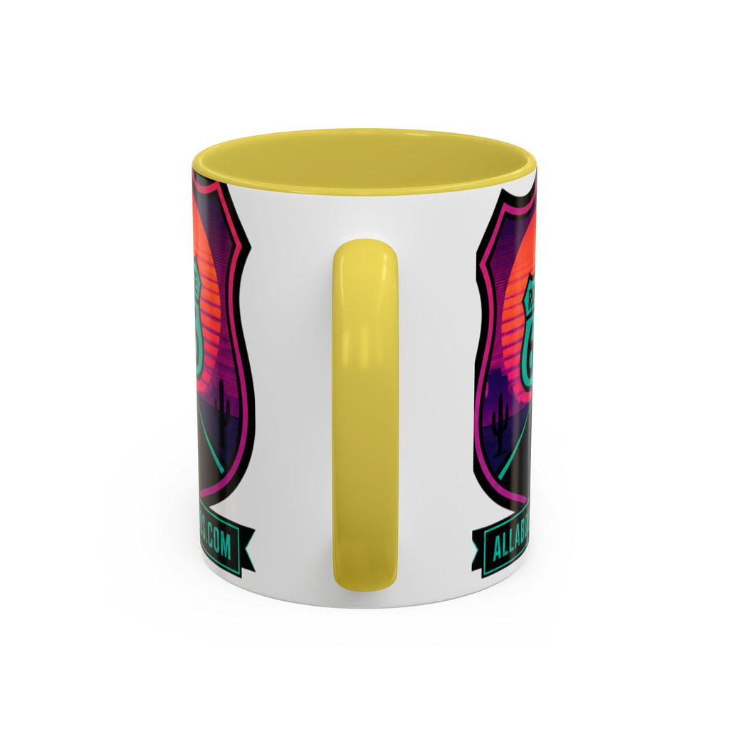 Route 66 Sunset Mug — Retro Neon Travel Coffee Cup (11oz & 15oz)