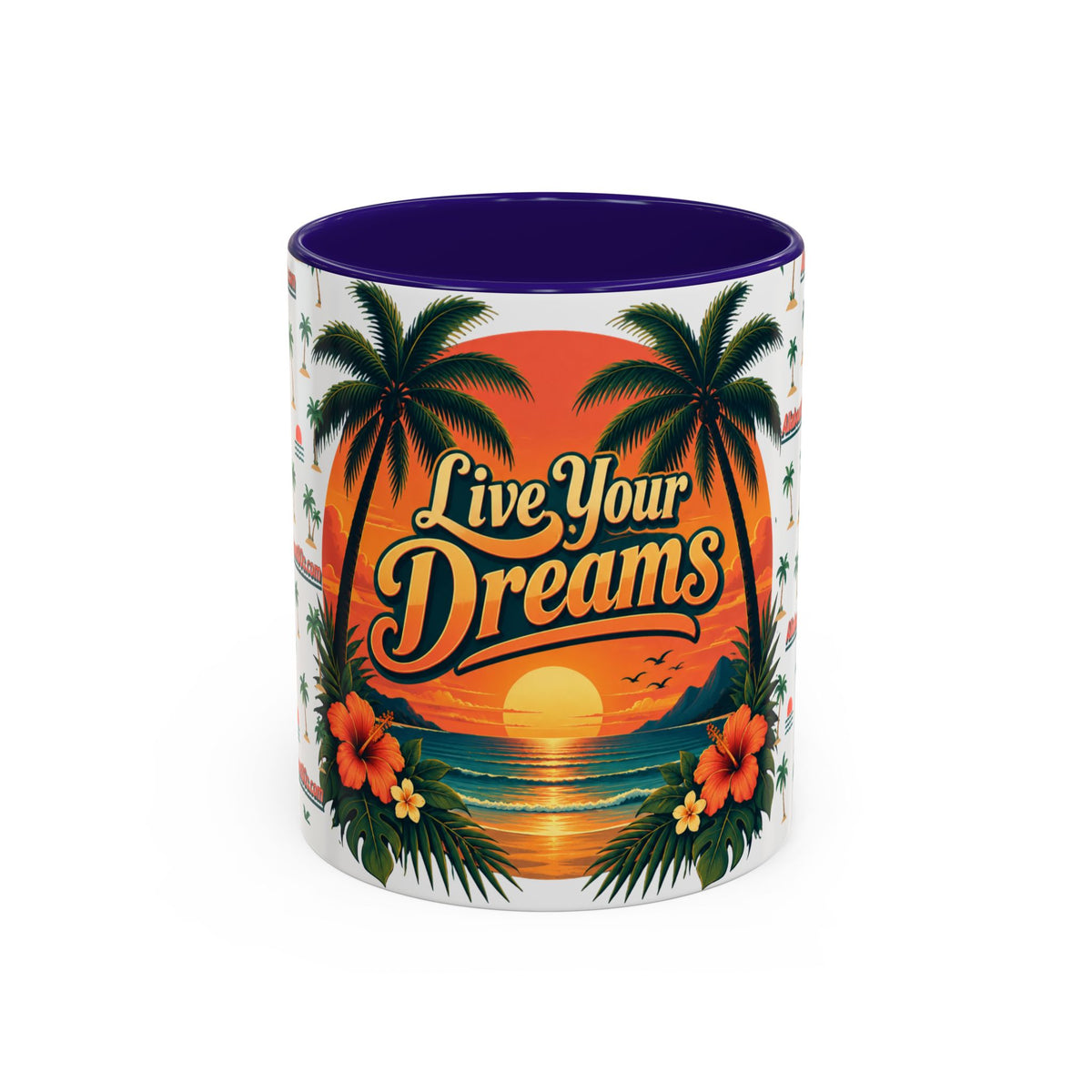 Live Your Dreams Tropical Sunset Mug