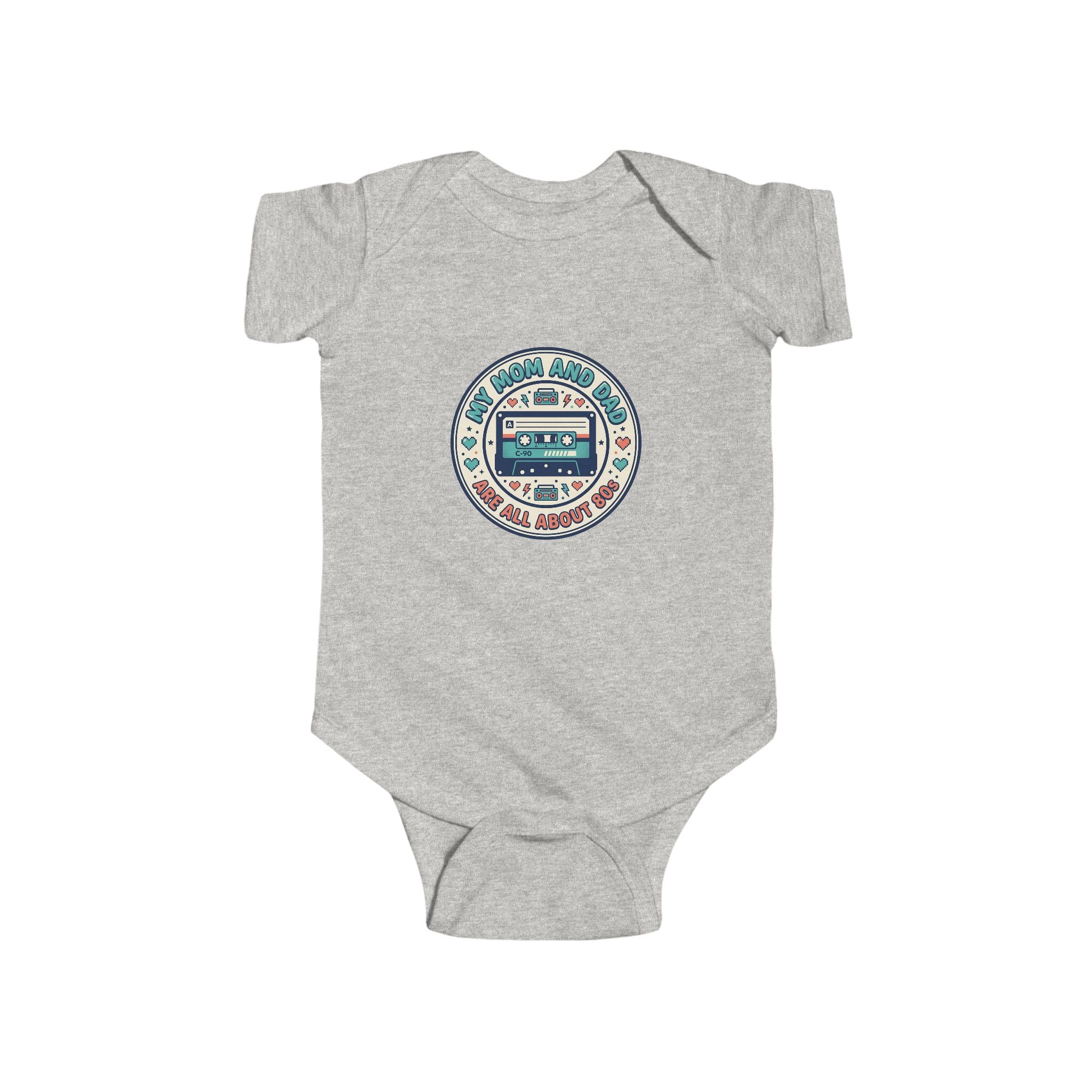 Baby Bodysuit — 'My Mom and Dad Are All About Me' Retro Cassette Design