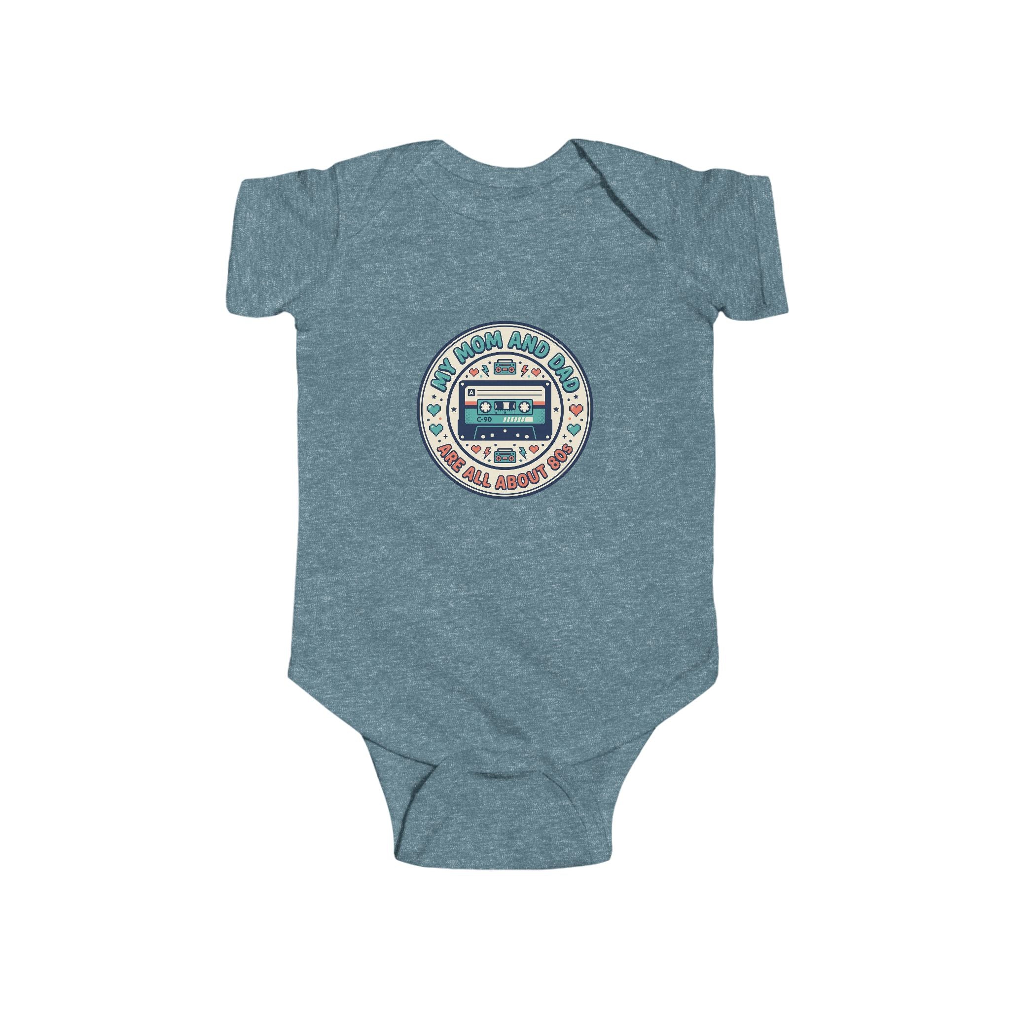 Baby Bodysuit — 'My Mom and Dad Are All About Me' Retro Cassette Design