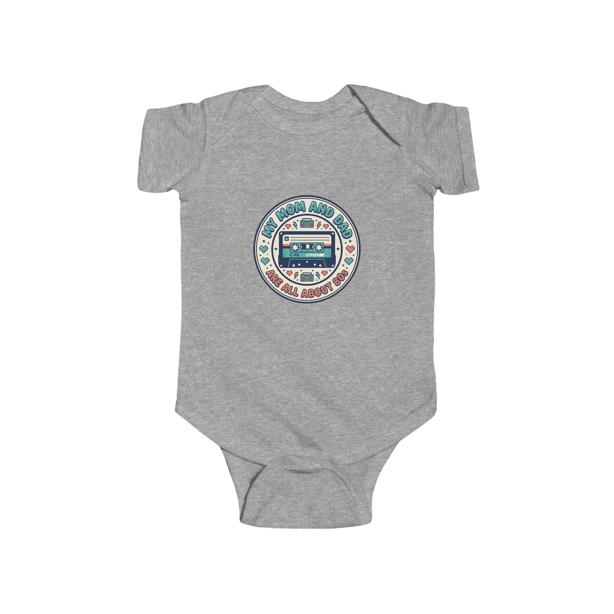 Baby Bodysuit — 'My Mom and Dad Are All About Me' Retro Cassette Design
