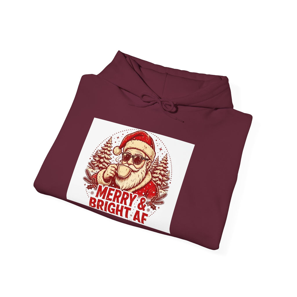 Merry & Bright AF Christmas Santa Hoodie