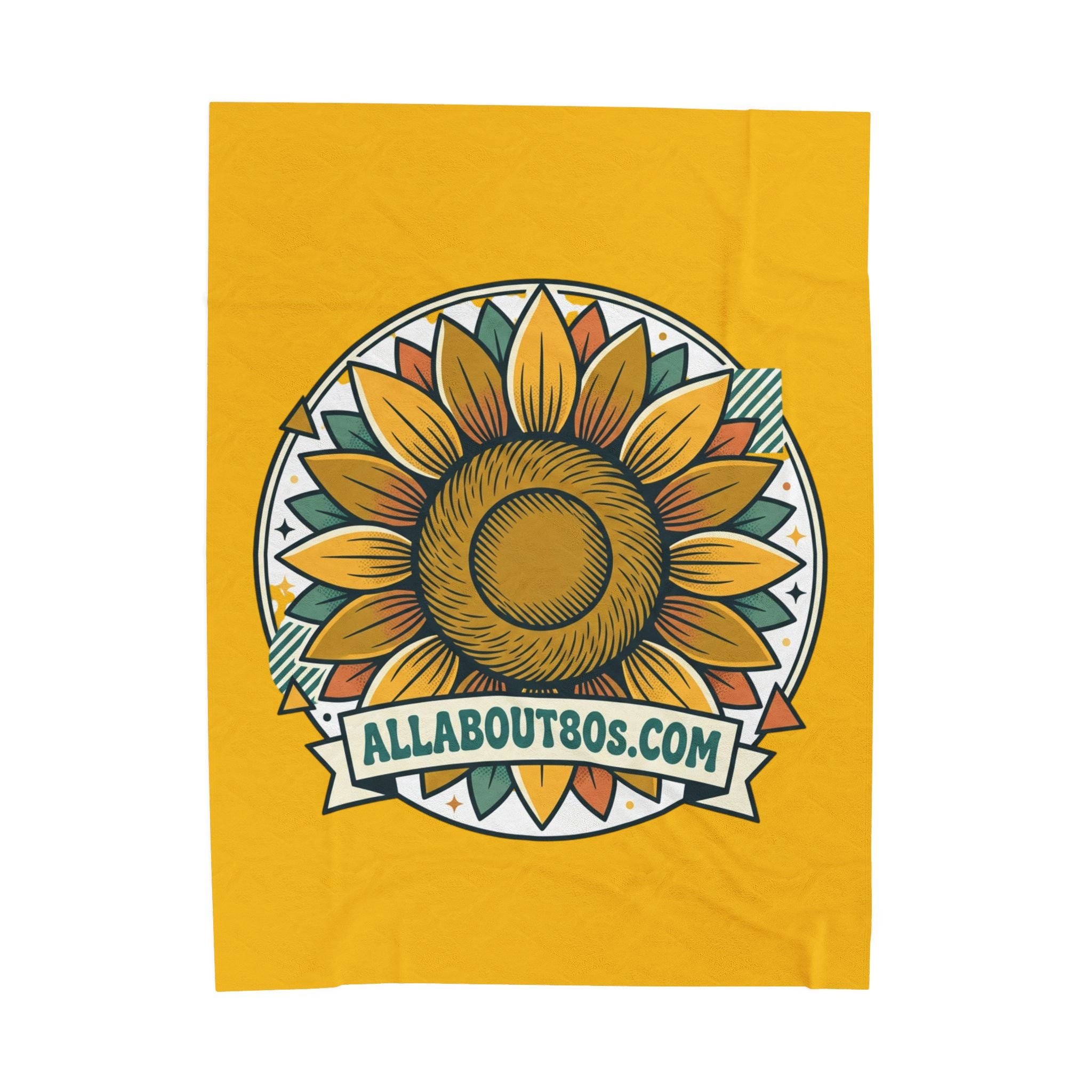Sunflower Logo Plush Blanket — AllAbout80s.com Velveteen Throw