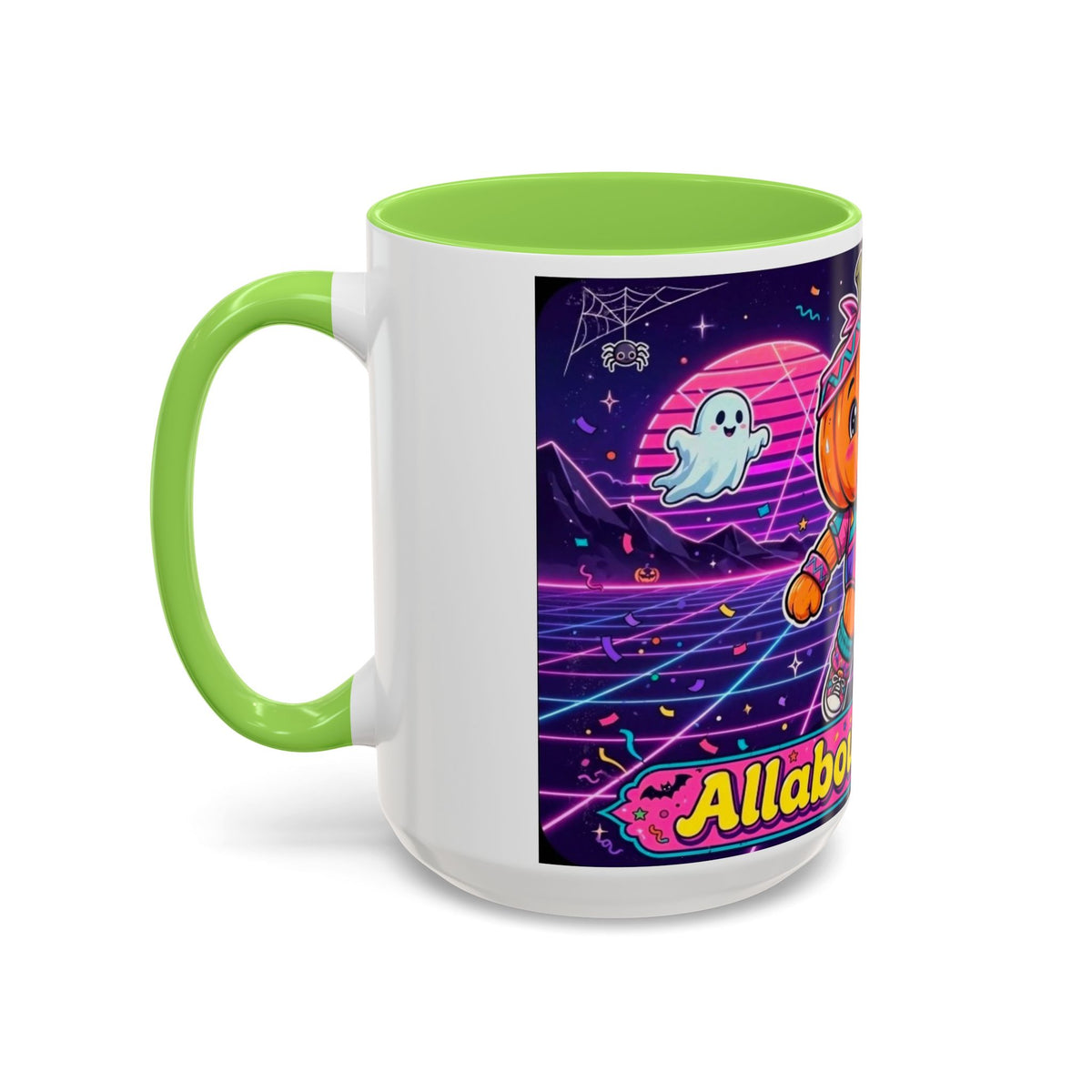 80s Retro Pumpkin Mug – Cute Neon Halloween Coffee Cup (11oz/15oz)