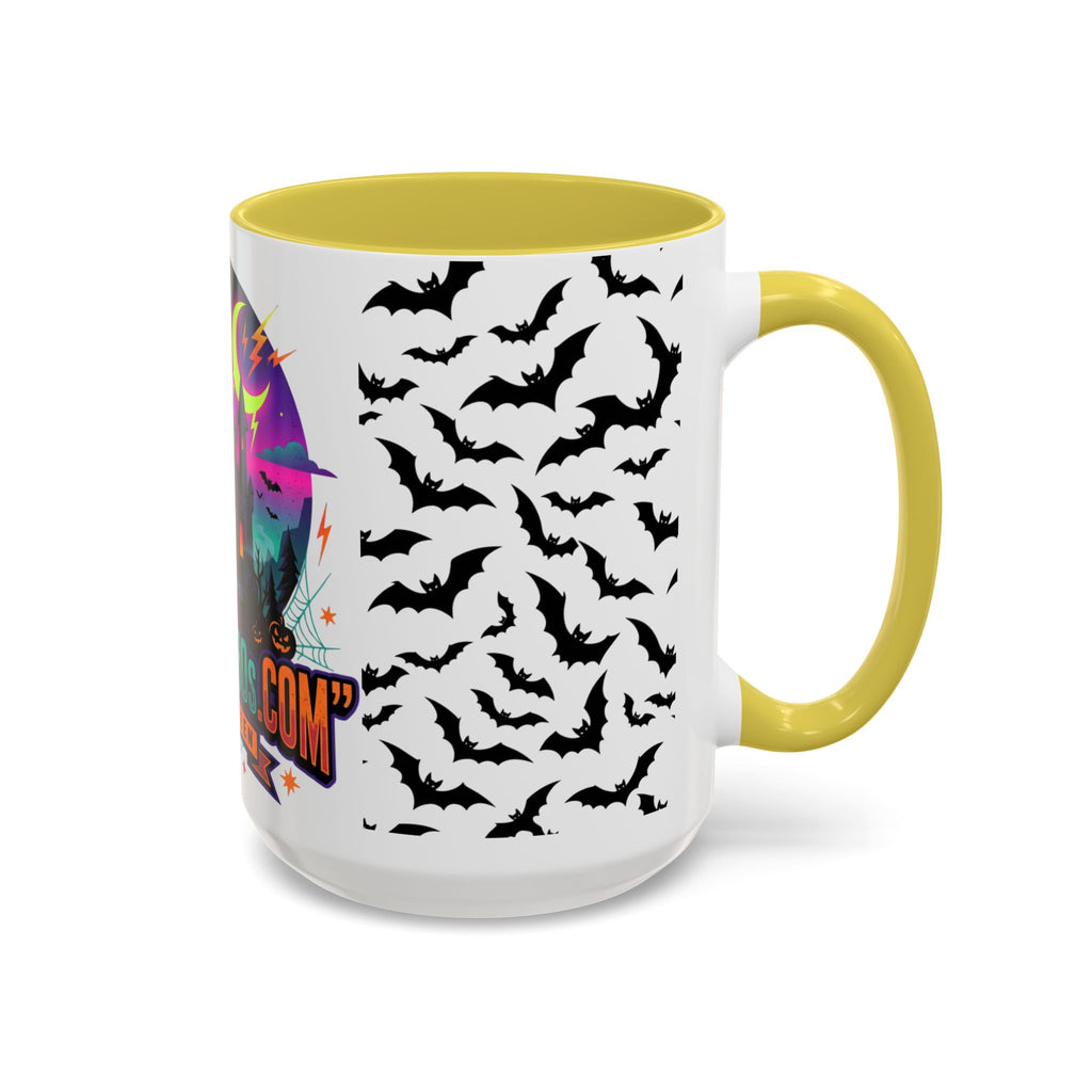 Halloween Haunted Castle Coffee Mug — Colorful Bat Pattern 11oz/15oz