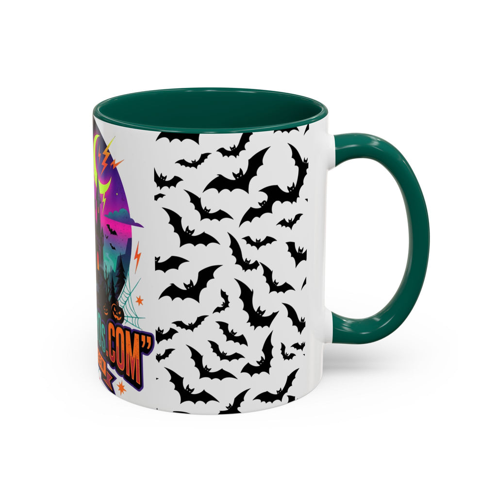 Halloween Haunted Castle Coffee Mug — Colorful Bat Pattern 11oz/15oz