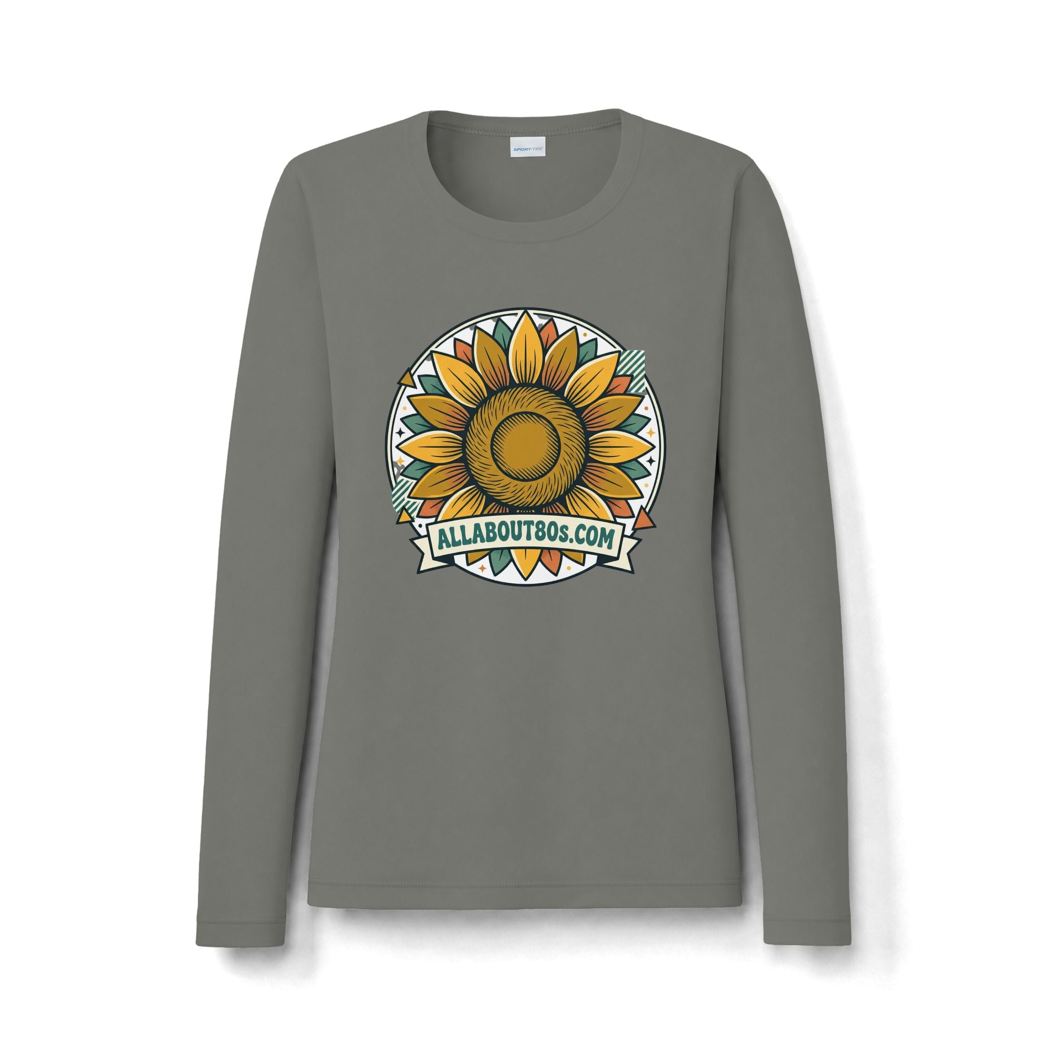 Women's Sunflower Graphic Long Sleeve — "allaboutbos.com" Logo Tee