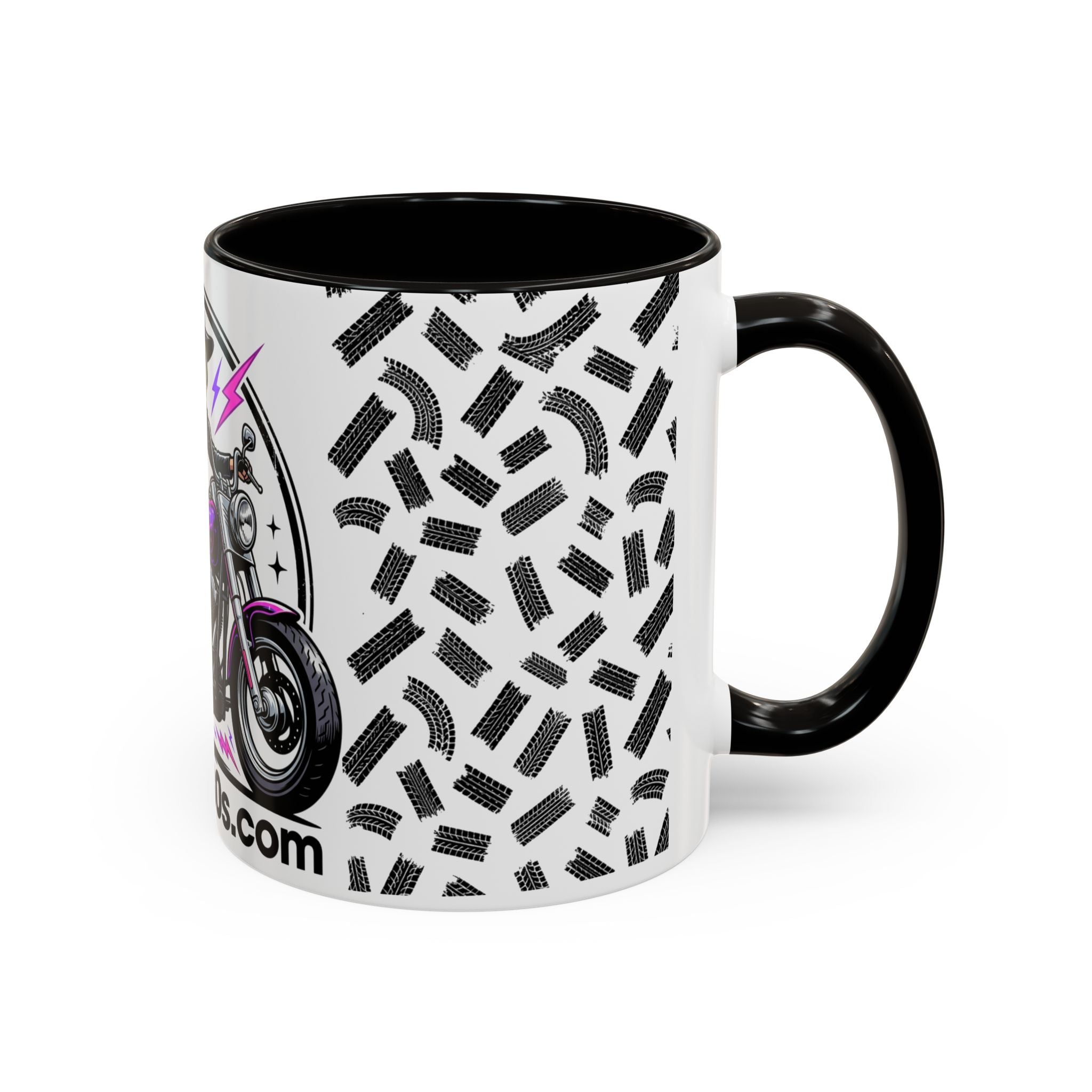 Witch Biker Motorcycle Mug — Retro 80s Neon Witch on Bike Coffee Cup (11oz/15oz)