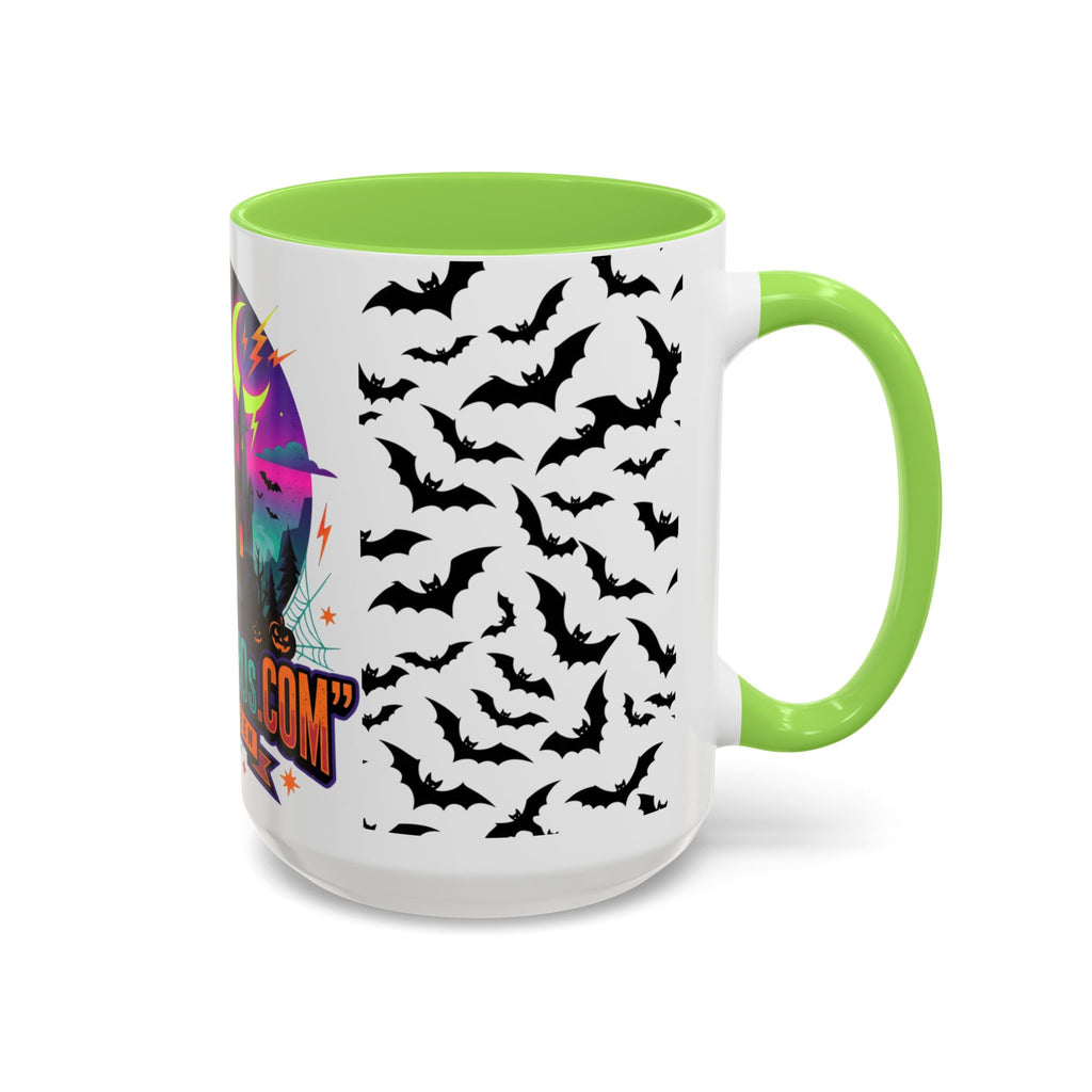 Halloween Haunted Castle Coffee Mug — Colorful Bat Pattern 11oz/15oz