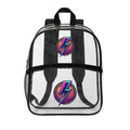 Clear Backpack with Neon Lightning Bolt Patch — Stadium-Approved School & Concert Bag