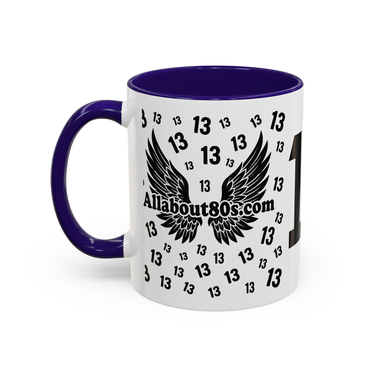 Number 13 Accent Mug — Bold Sports-Style Ceramic Coffee Cup (11oz/15oz)