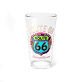 Route 66 Neon Shield Mixing Glass — 16 oz Retro Travel Cocktail Glass