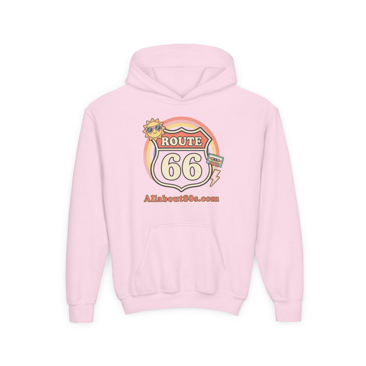 Route 66 Youth Hoodie — Retro Road Trip Graphic Sweatshirt