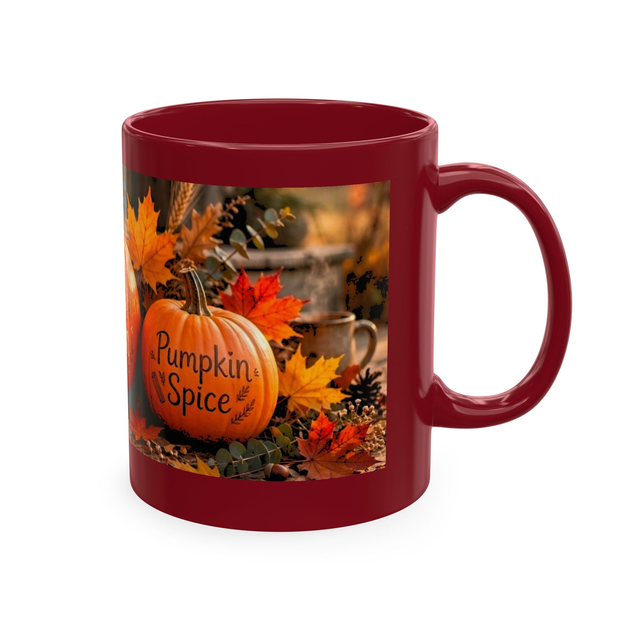 Hello Fall Ceramic Mug — Cozy Pumpkin & Autumn Leaves Coffee Cup