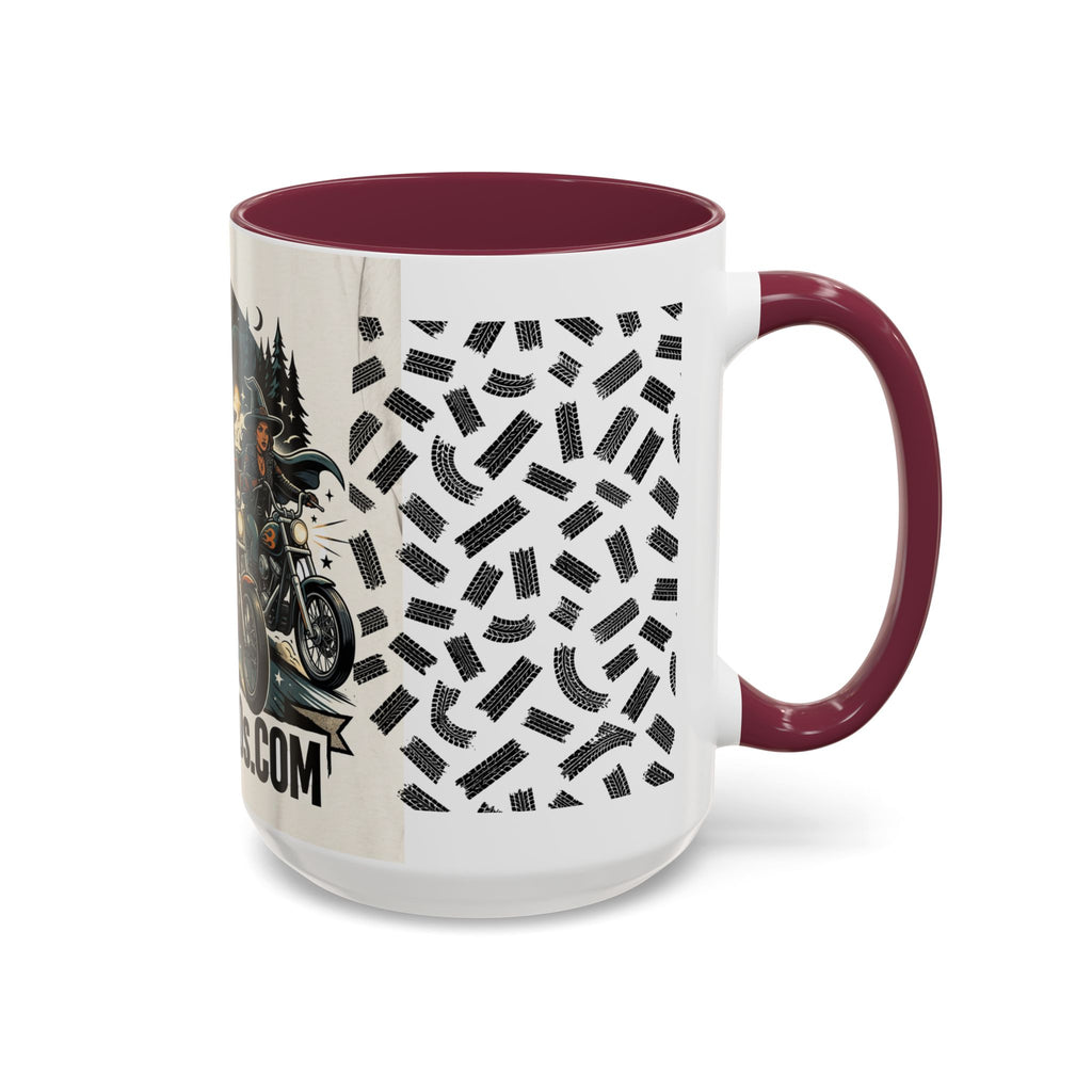 Witch Biker Sisters Coffee Mug — Halloween Motorcycle Witchcraft Design (11oz/15oz)