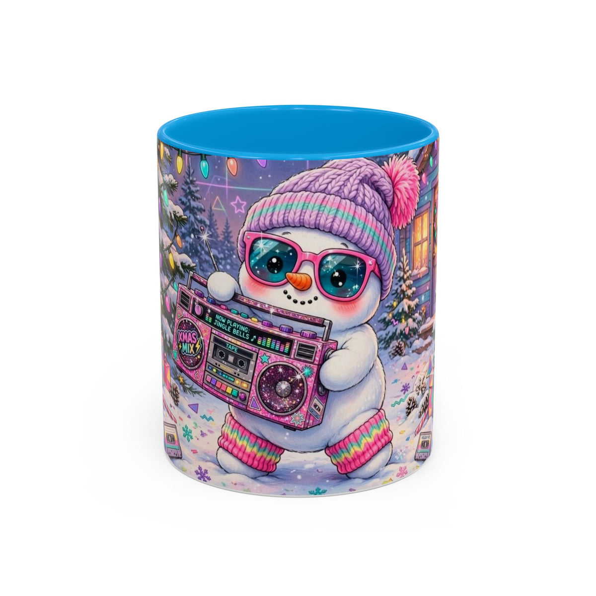 Cool Snowman with Boombox Christmas Mug