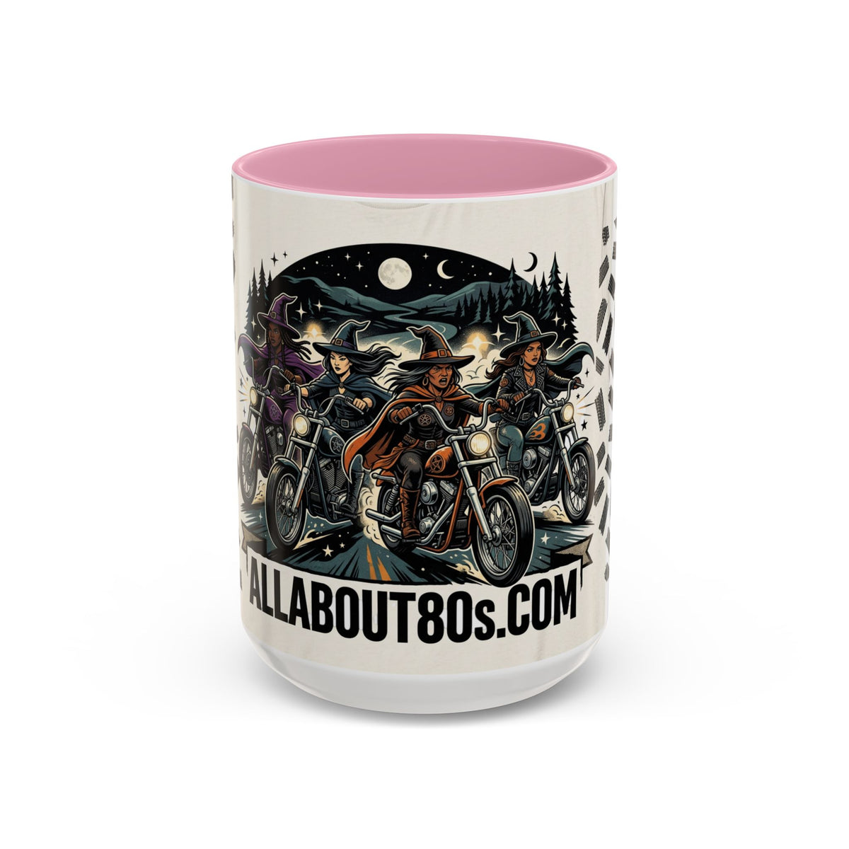Witch Biker Sisters Coffee Mug — Halloween Motorcycle Witchcraft Design (11oz/15oz)