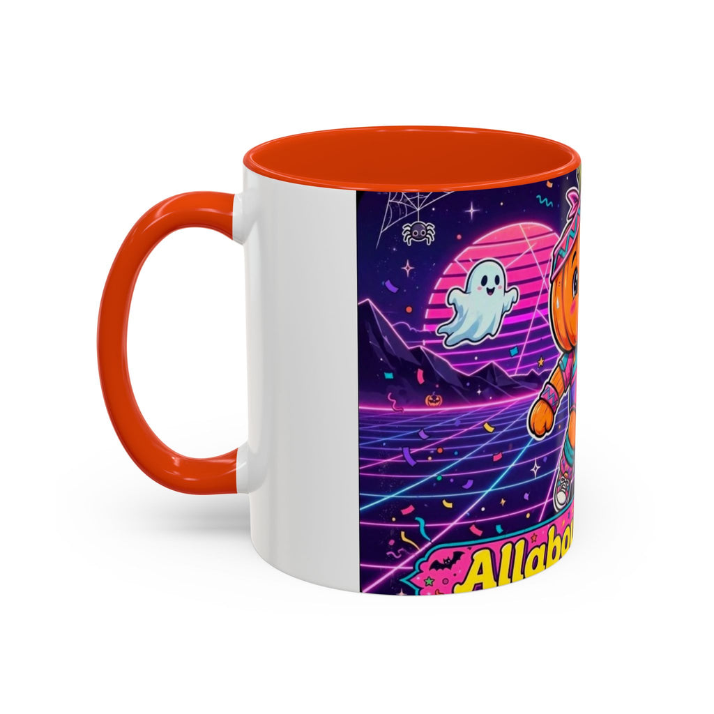 80s Retro Pumpkin Mug – Cute Neon Halloween Coffee Cup (11oz/15oz)