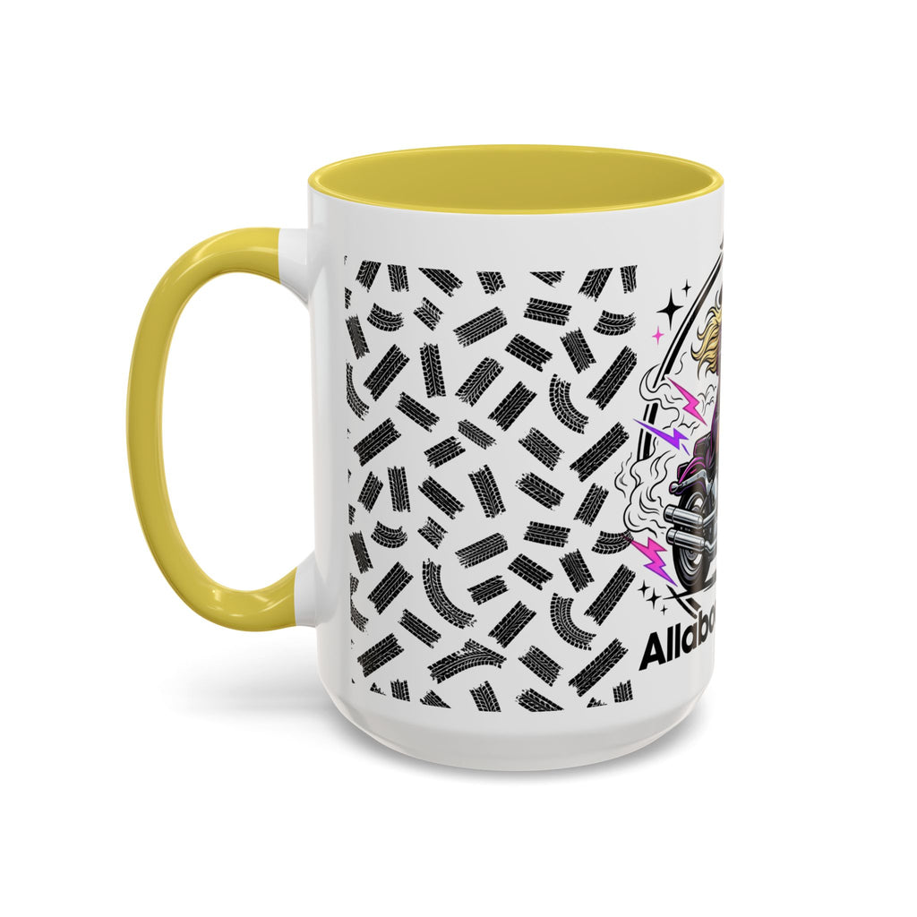 Witch Biker Motorcycle Mug — Retro 80s Neon Witch on Bike Coffee Cup (11oz/15oz)