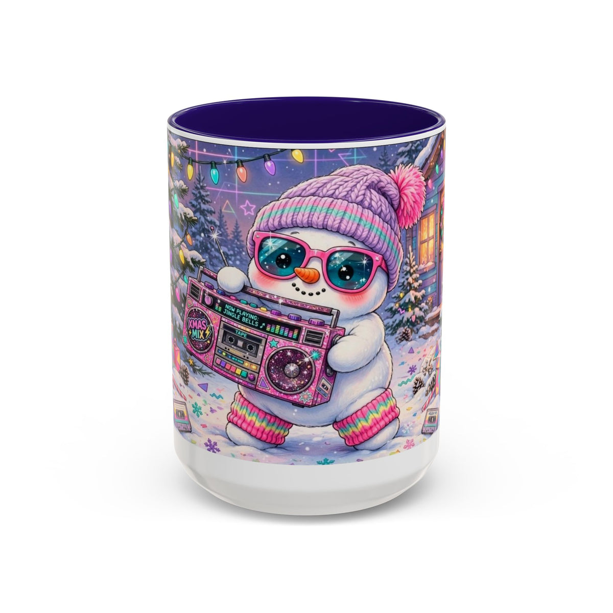 Cool Snowman with Boombox Christmas Mug