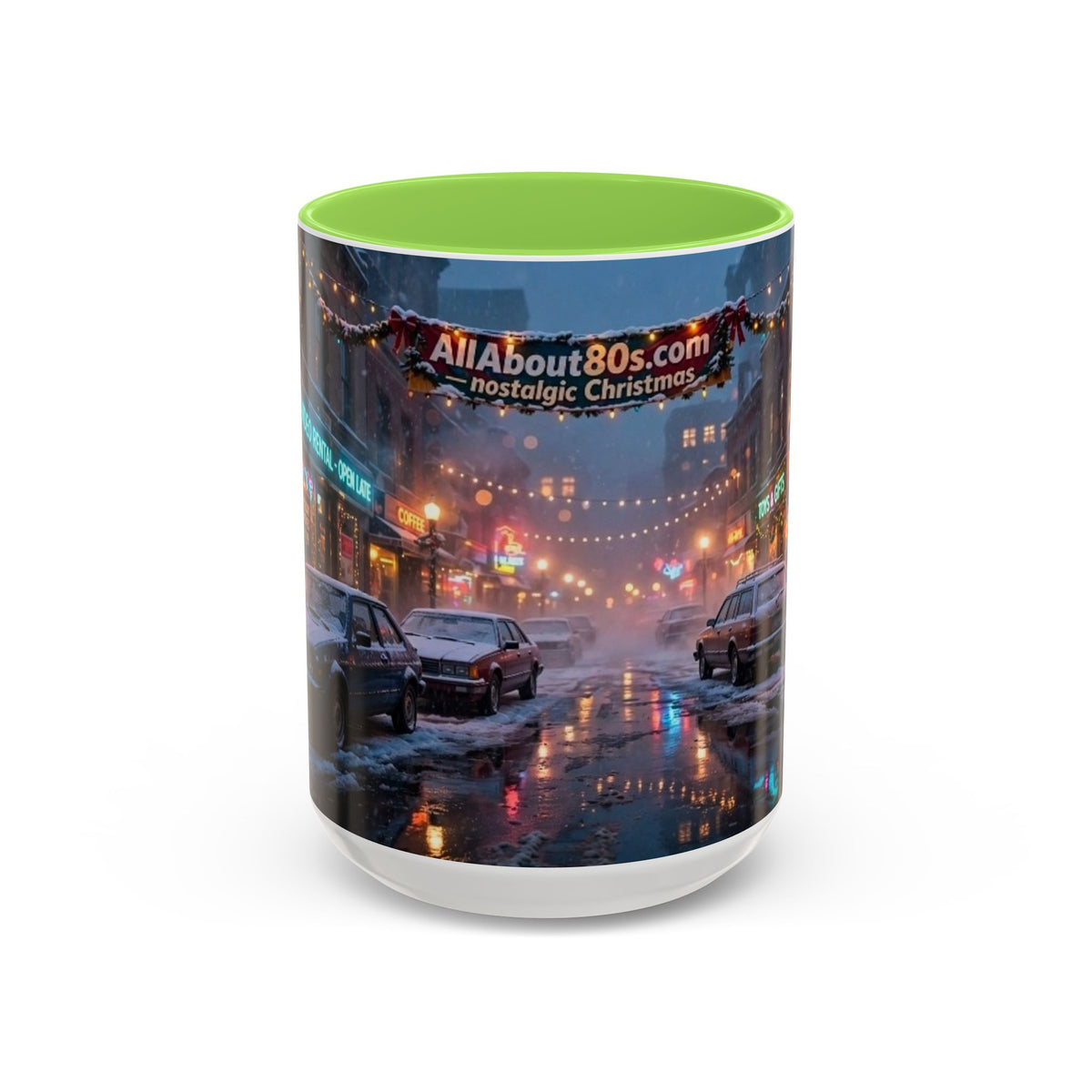 Nostalgic 1980s Christmas Street Mug (11oz & 15oz)