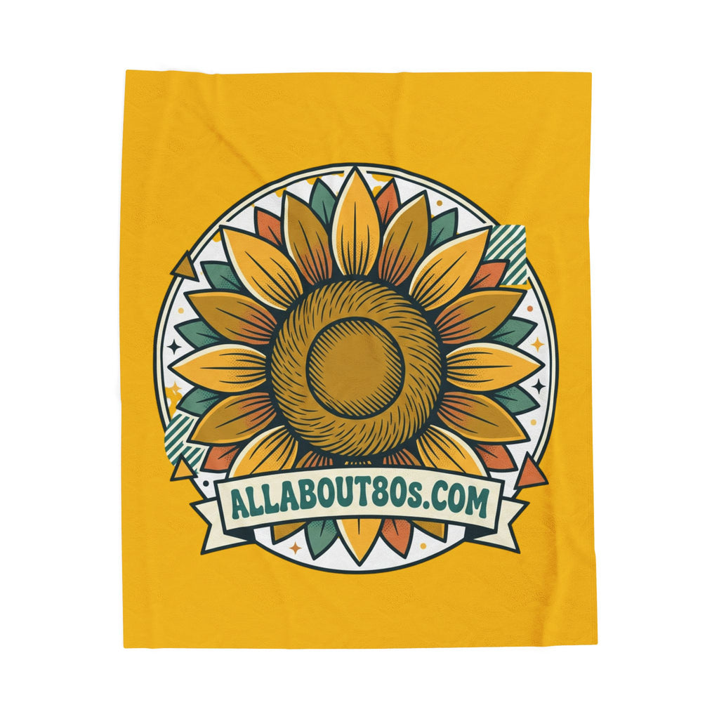 Sunflower Logo Plush Blanket — AllAbout80s.com Velveteen Throw