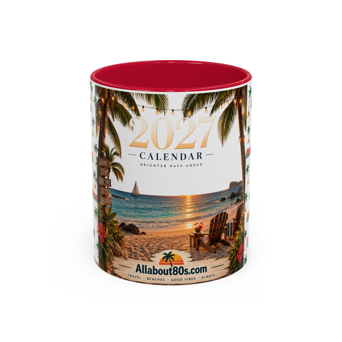 2025 Beach Sunset Calendar Mug