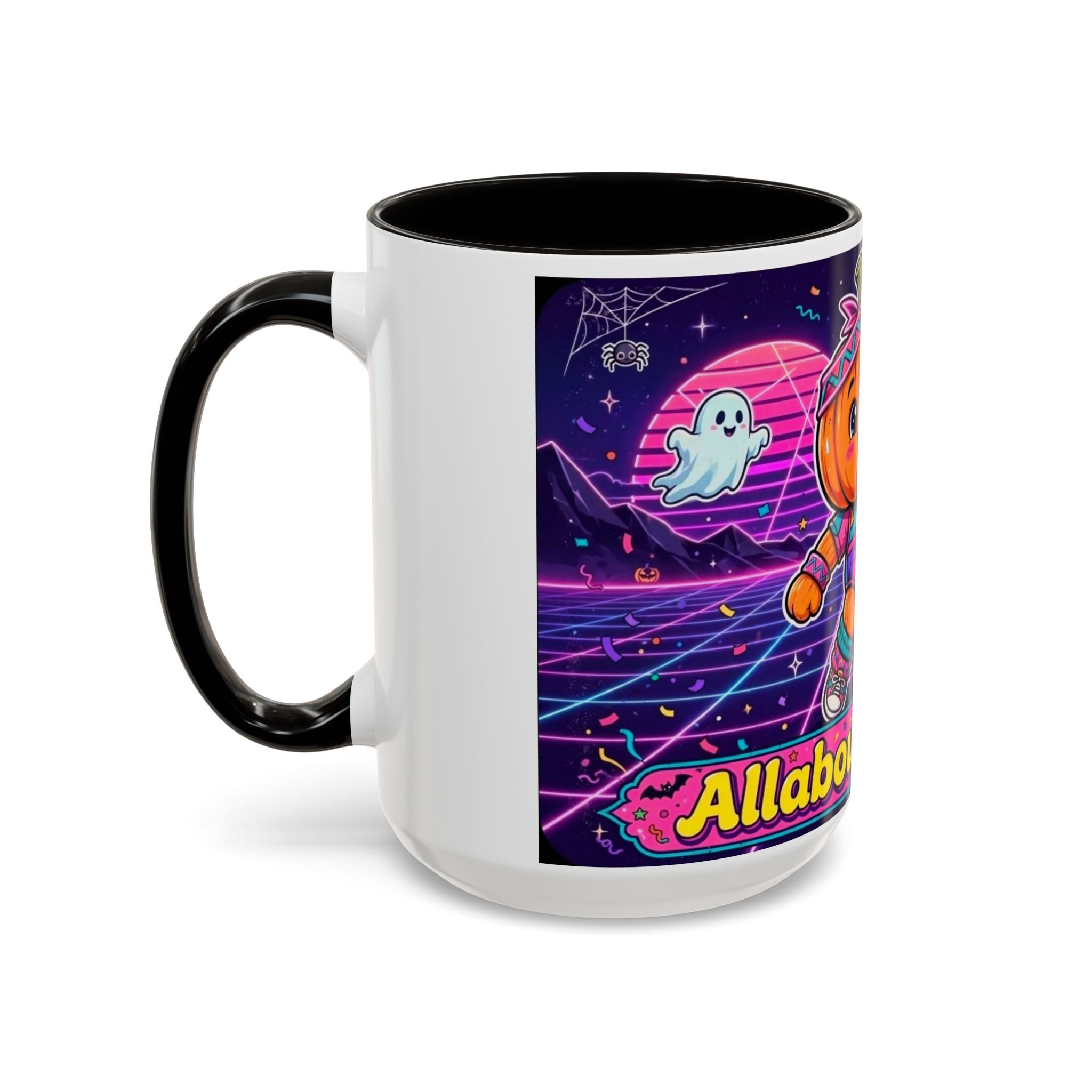 80s Retro Pumpkin Mug – Cute Neon Halloween Coffee Cup (11oz/15oz)