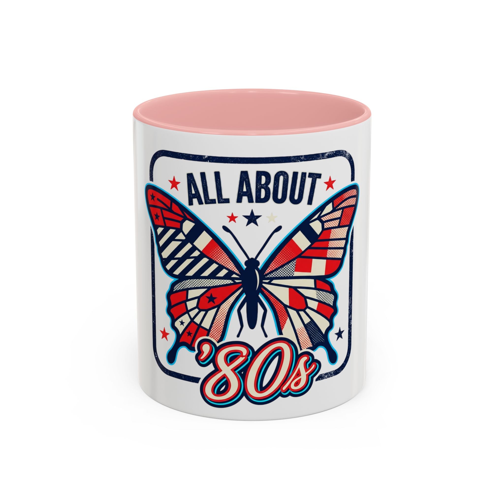 All About '80s Butterfly Accent Coffee Mug – Retro Patriotic 80s Gift