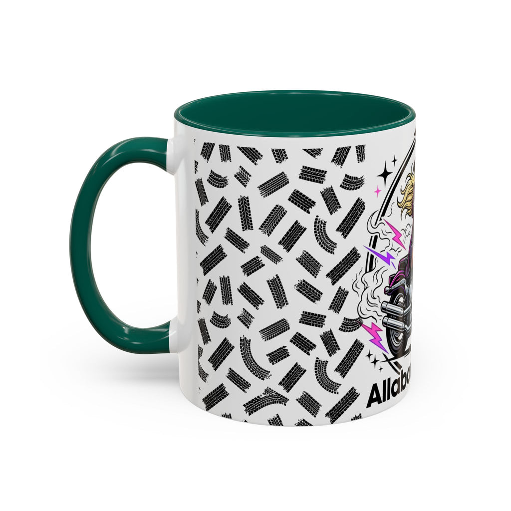Witch Biker Motorcycle Mug — Retro 80s Neon Witch on Bike Coffee Cup (11oz/15oz)