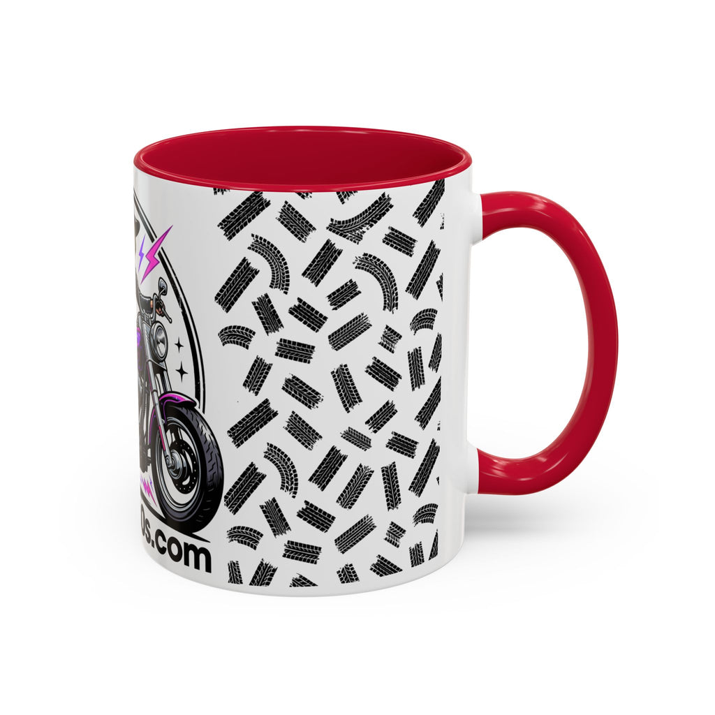 Witch Biker Motorcycle Mug — Retro 80s Neon Witch on Bike Coffee Cup (11oz/15oz)