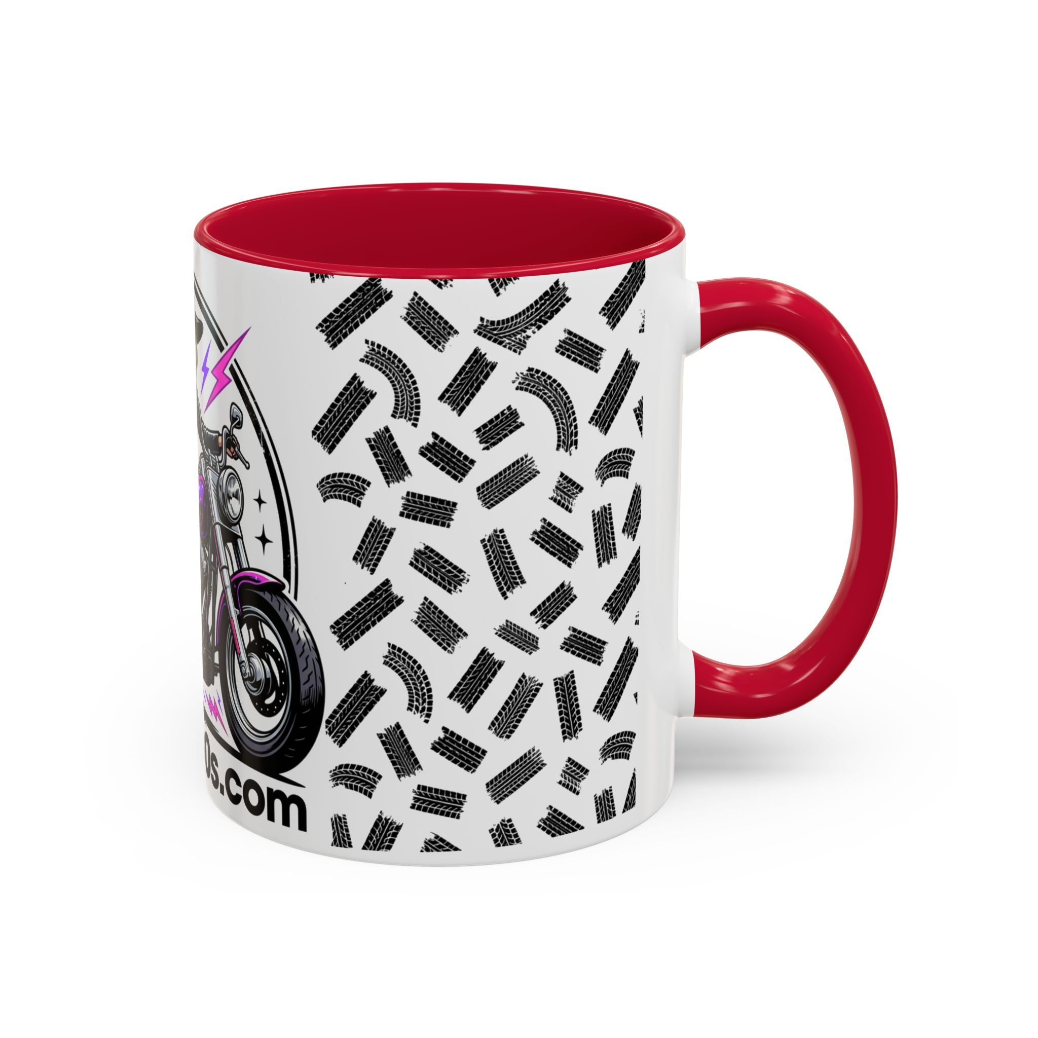Witch Biker Motorcycle Mug — Retro 80s Neon Witch on Bike Coffee Cup (11oz/15oz)