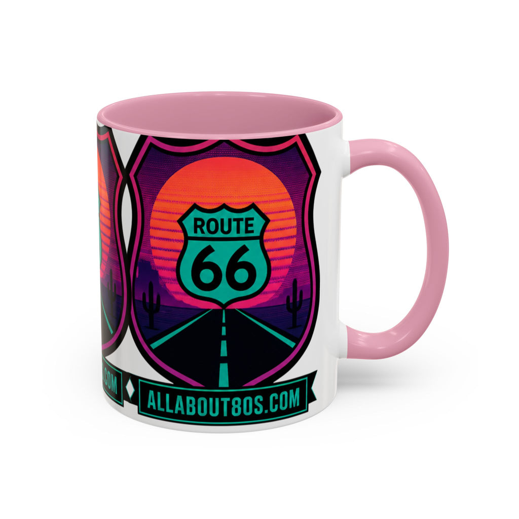 Route 66 Sunset Mug — Retro Neon Travel Coffee Cup (11oz & 15oz)