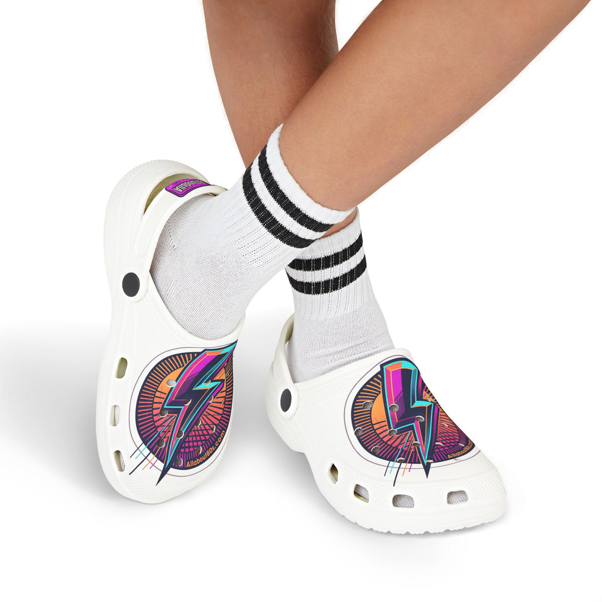 Kids' 80s Lightning Bolt Foam Clogs – Retro Neon Graphic EVA Slip-Ons