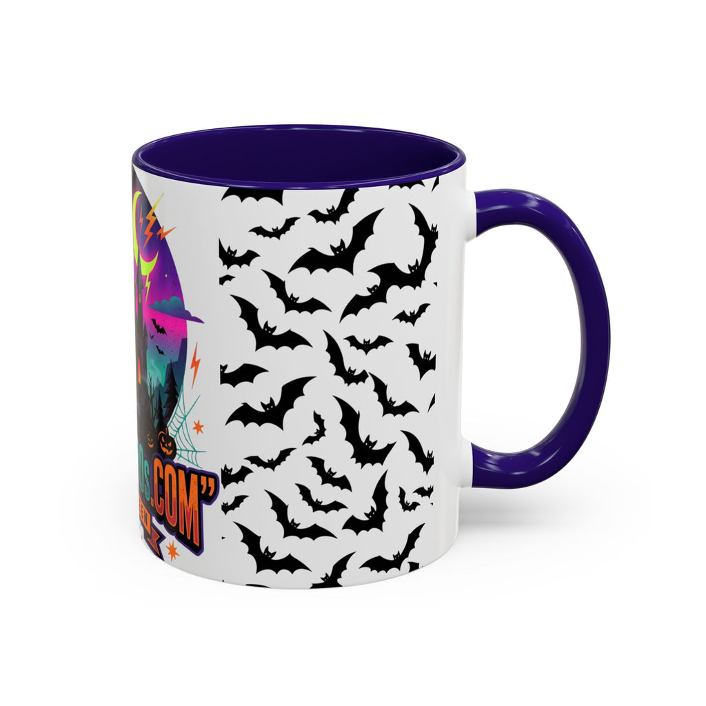Halloween Haunted Castle Coffee Mug — Colorful Bat Pattern 11oz/15oz