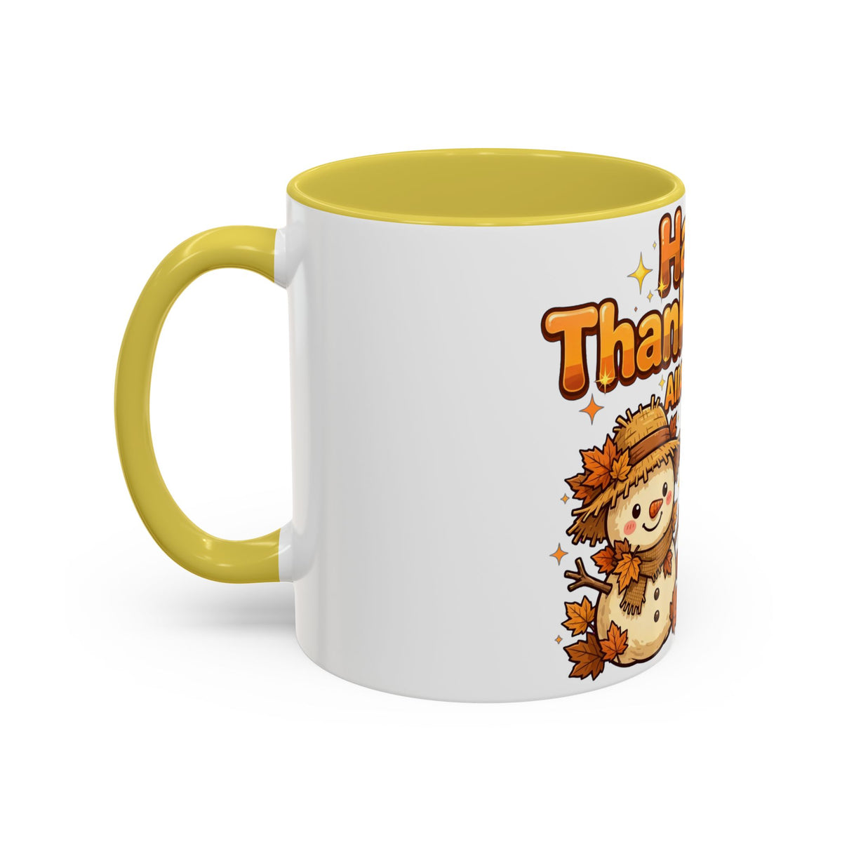 Happy Thanksgiving Pumpkin & Scarecrow Mug – Festive Fall Coffee Cup (11oz, 15oz)