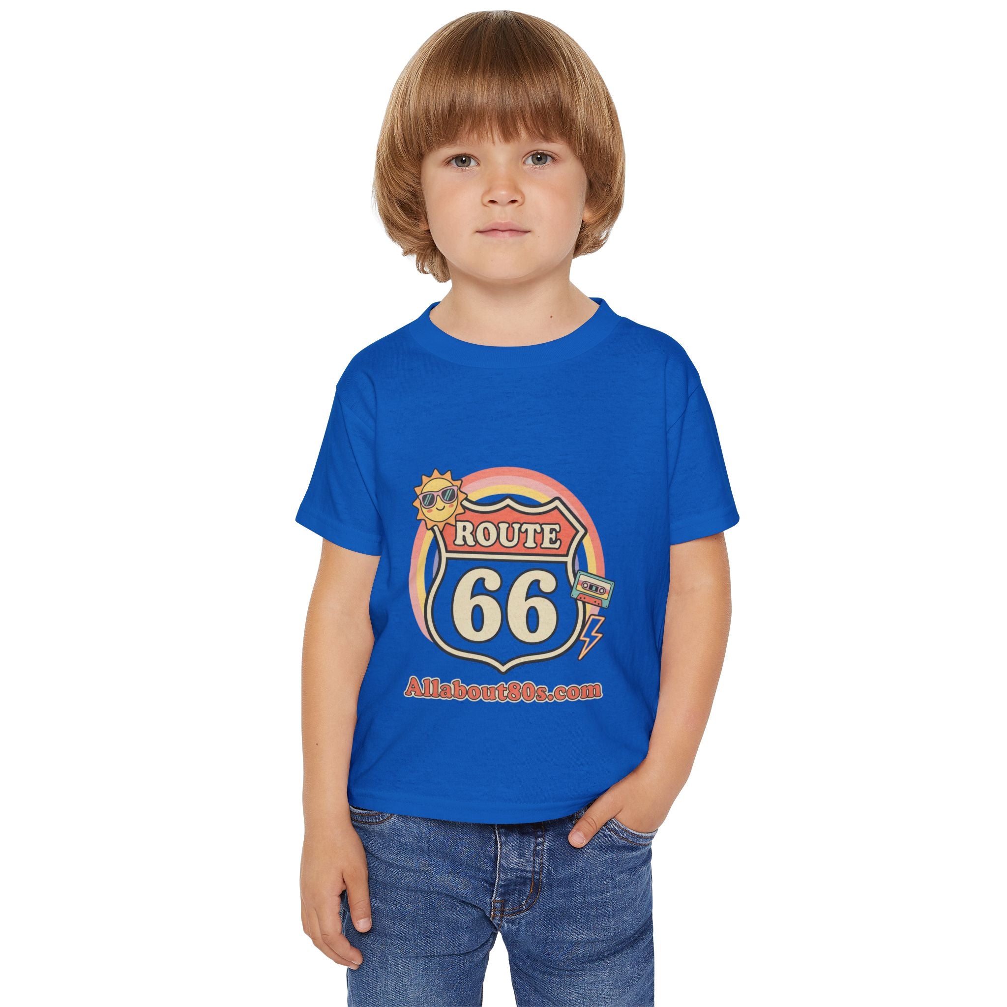 Route 66 Toddler T‑Shirt — Retro Sun Logo "Route 66" Kids Tee