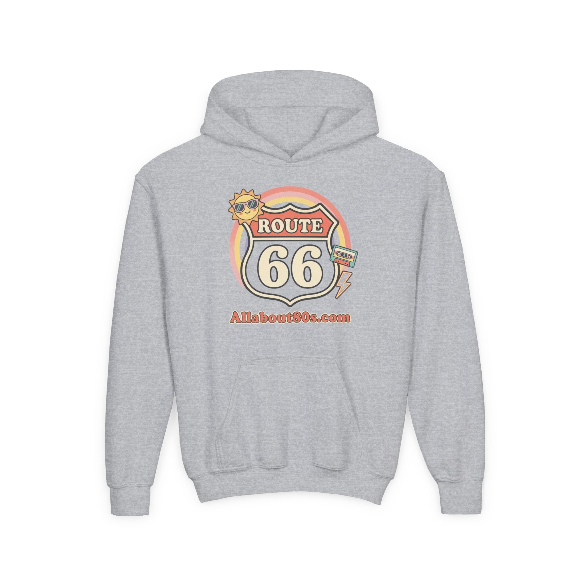 Route 66 Youth Hoodie — Retro Road Trip Graphic Sweatshirt