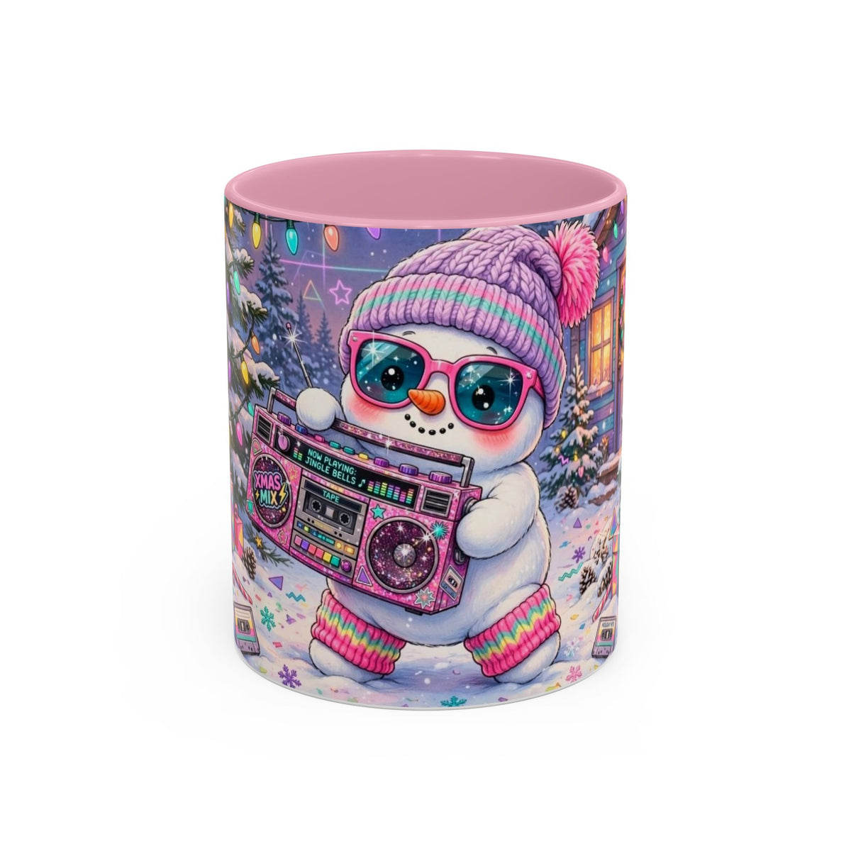 Cool Snowman with Boombox Christmas Mug