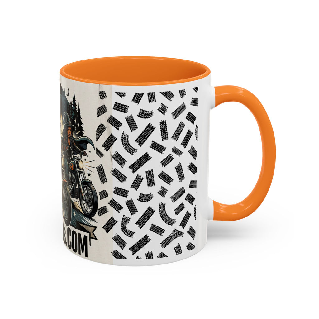 Witch Biker Sisters Coffee Mug — Halloween Motorcycle Witchcraft Design (11oz/15oz)