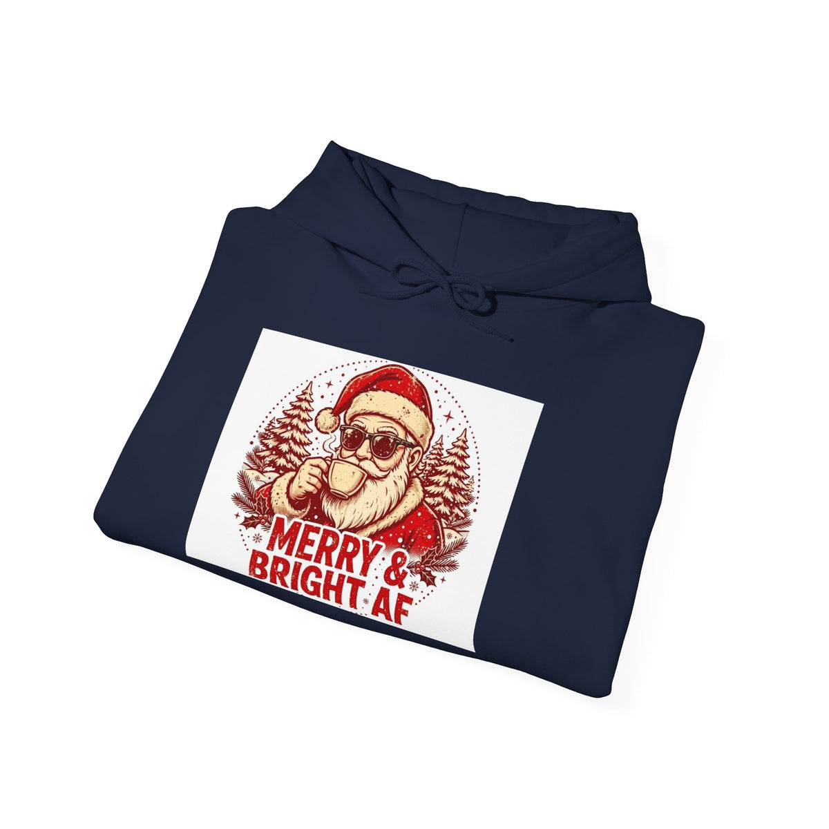 Merry & Bright AF Christmas Santa Hoodie