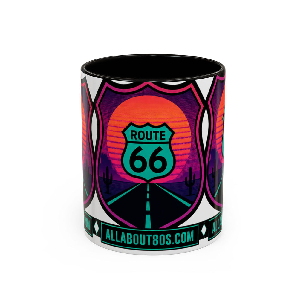 Route 66 Sunset Mug — Retro Neon Travel Coffee Cup (11oz & 15oz)