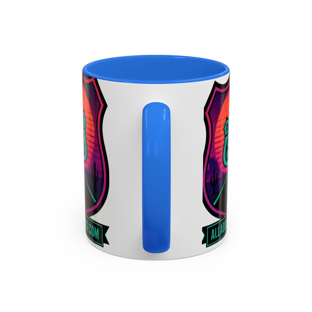 Route 66 Sunset Mug — Retro Neon Travel Coffee Cup (11oz & 15oz)
