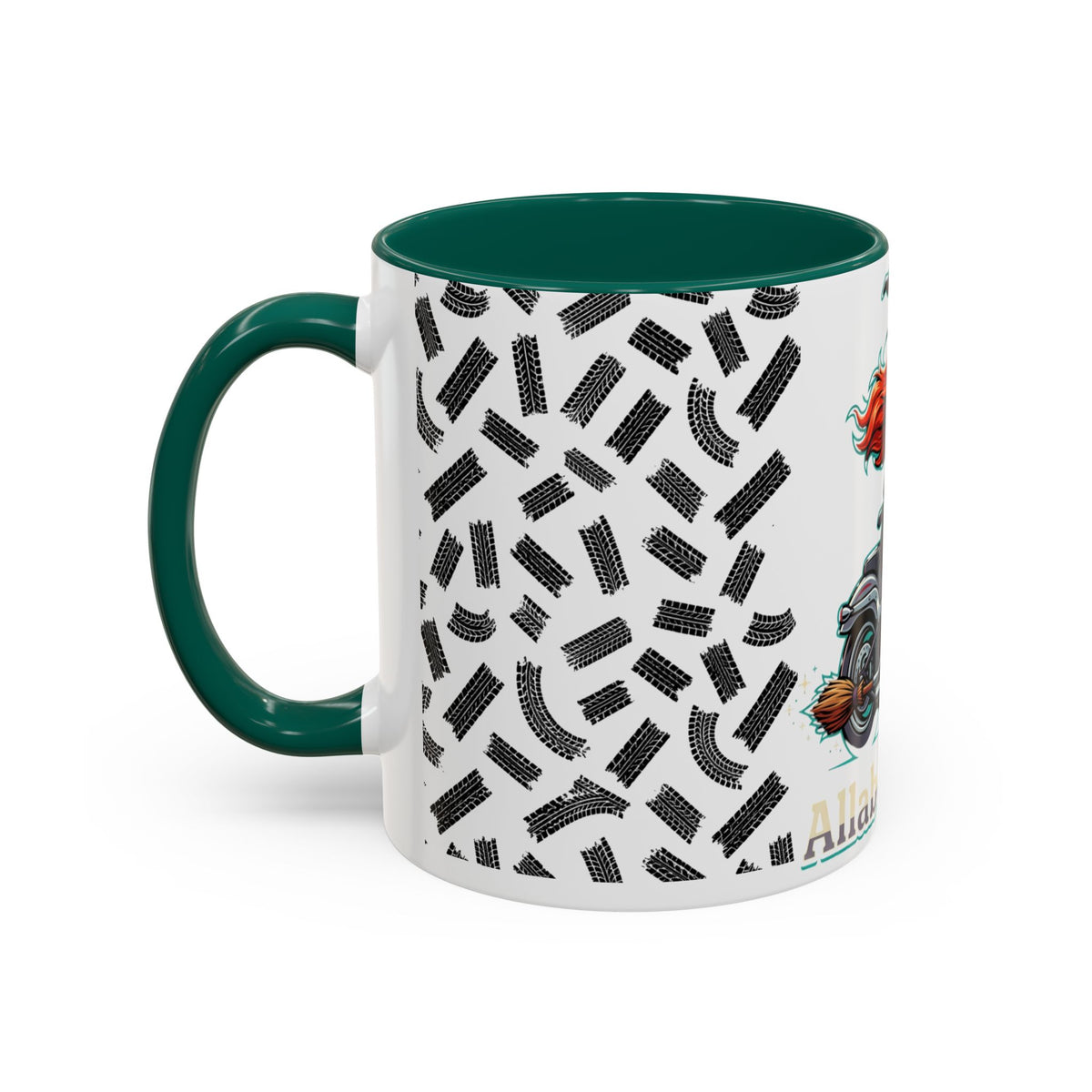 Witch Motorcycle Mug — Red-Haired Biker Witch Ceramic Coffee Cup