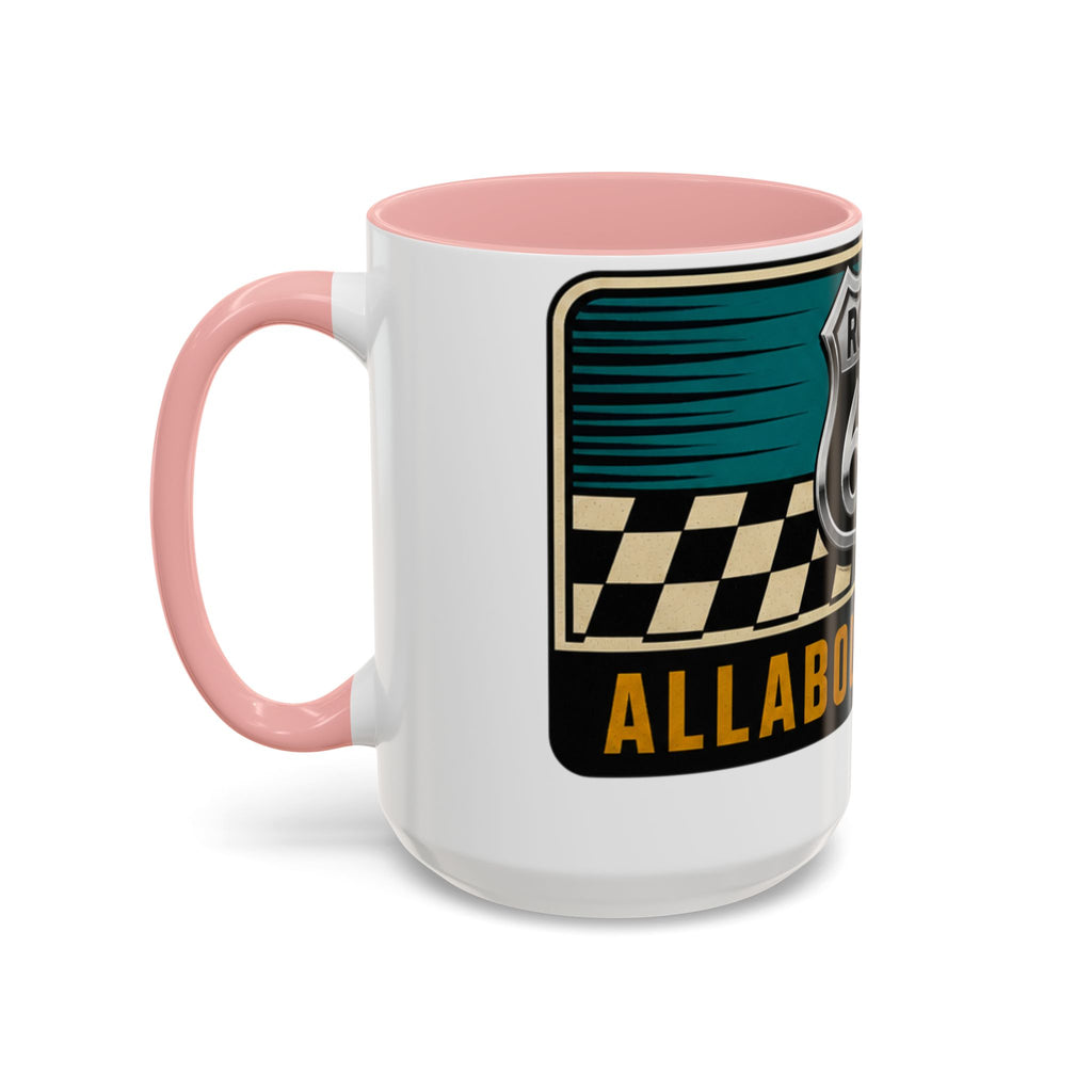 Route 66 Retro Checkerboard Coffee Mug — Vintage Road Trip 11/15oz Accent Mug