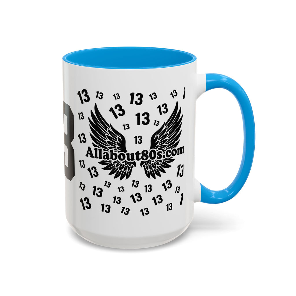 Number 13 Accent Mug — Bold Sports-Style Ceramic Coffee Cup (11oz/15oz)