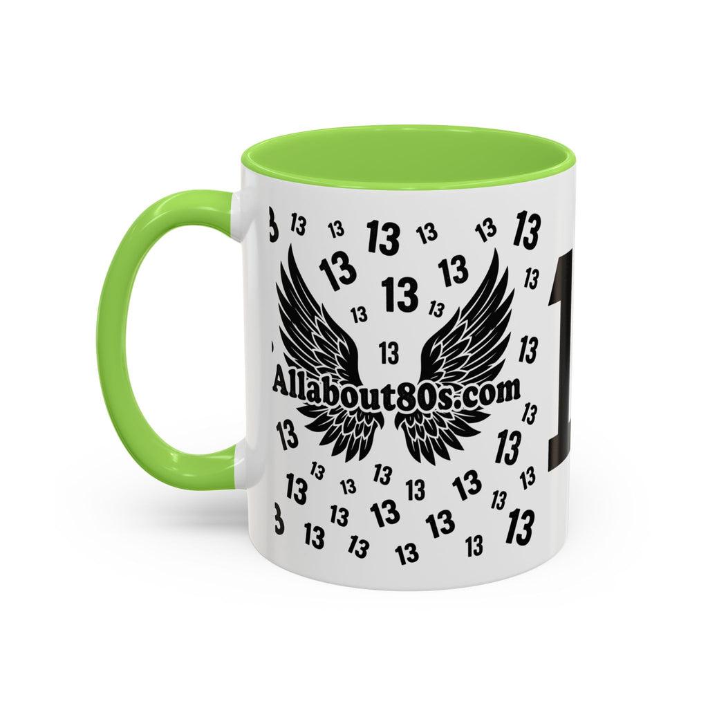 Number 13 Accent Mug — Bold Sports-Style Ceramic Coffee Cup (11oz/15oz)