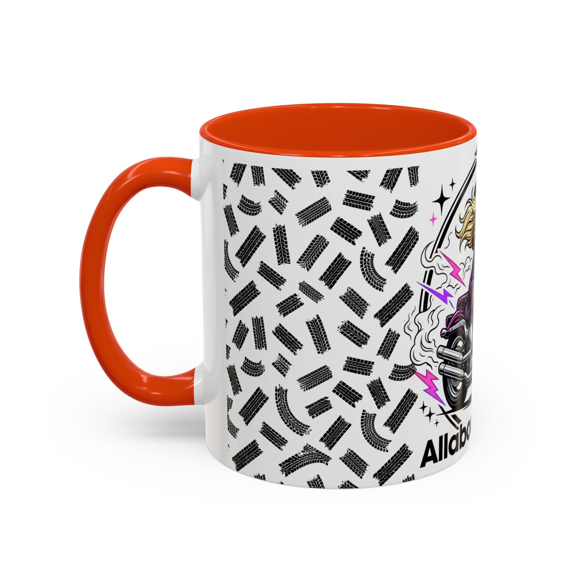 Witch Biker Motorcycle Mug — Retro 80s Neon Witch on Bike Coffee Cup (11oz/15oz)
